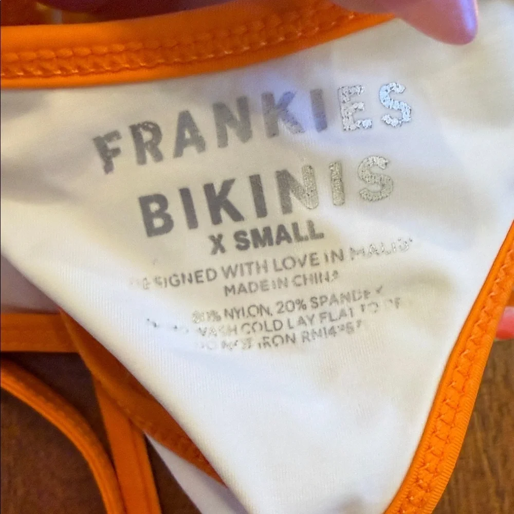 Frankies Bikini Full Moon Micro Bikini Bottom in marigold gingham print. Size XS - Picture 4 of 4